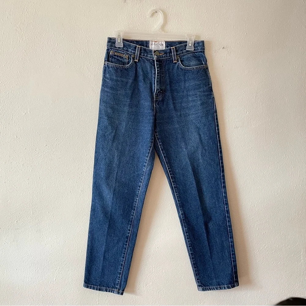 Vintage Oscar de la Renta mom jeans size 28 high waisted medium wash 90s rigid - Picture 5 of 11